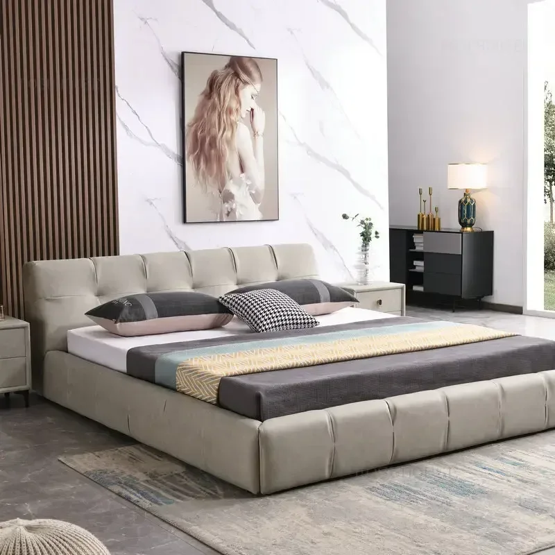 Modern Minimalist Technology Cloth Bed Frame Dormitory Furniture Italian Light Luxury Apartment Master Bedroom 1.8m Double Bed image 4