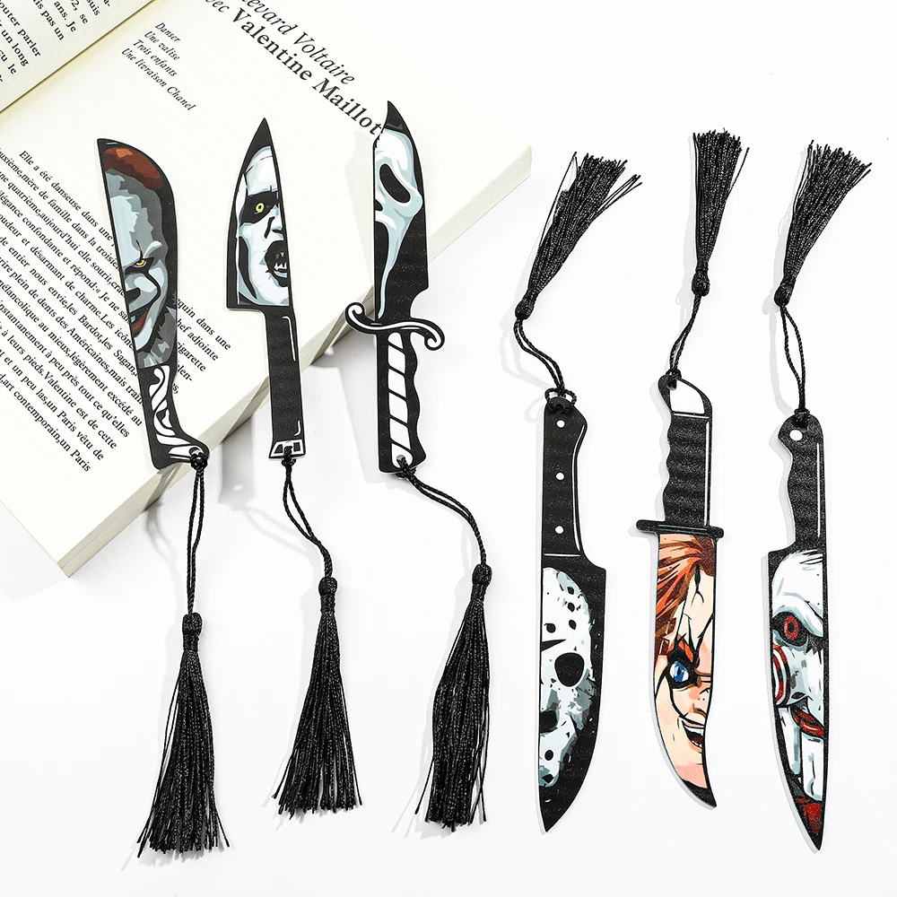 Anime Horror Killer Bookmarks Fruit Knife Series Bookmarks Acrylic for Book Lovers Gifts for Fans Reading Markers