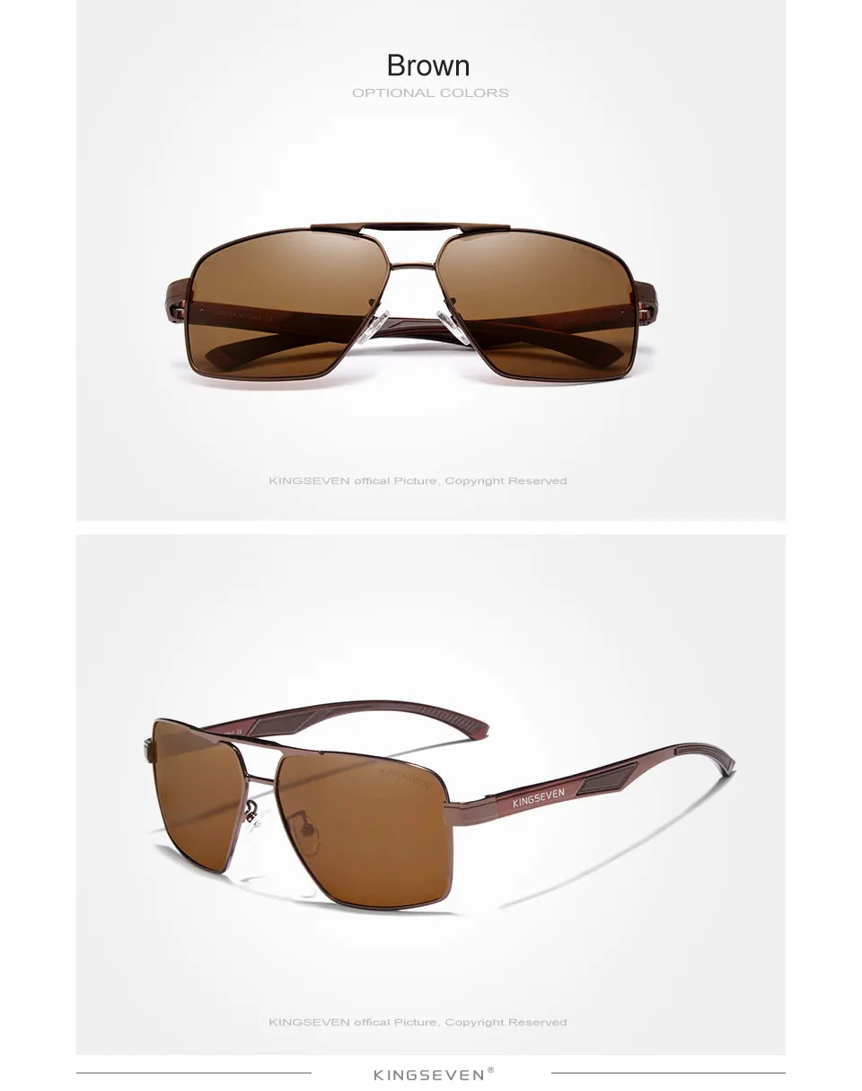 KINGSEVEN Herren Polarisierte Sonnenbrille UV400 Polycarbonat Linse Marke Rot Design Tempel Brillen Beschichtung Spiegel Aluminium Gläser – Detail 9