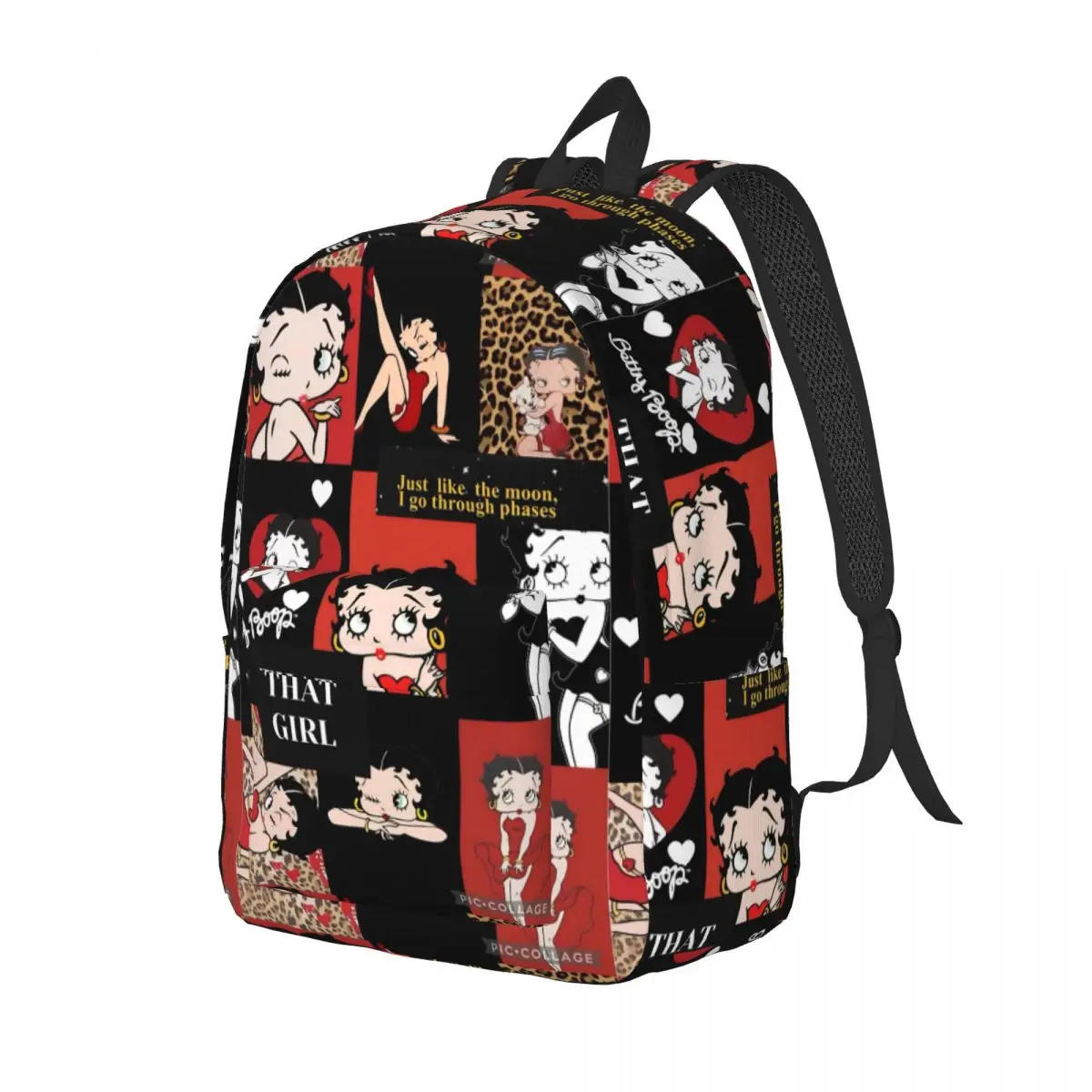 B-Bettysd Cartoon Kiss Boops Backpack for Men Women Casual High School Work Daypack College Shoulder Bag Gift