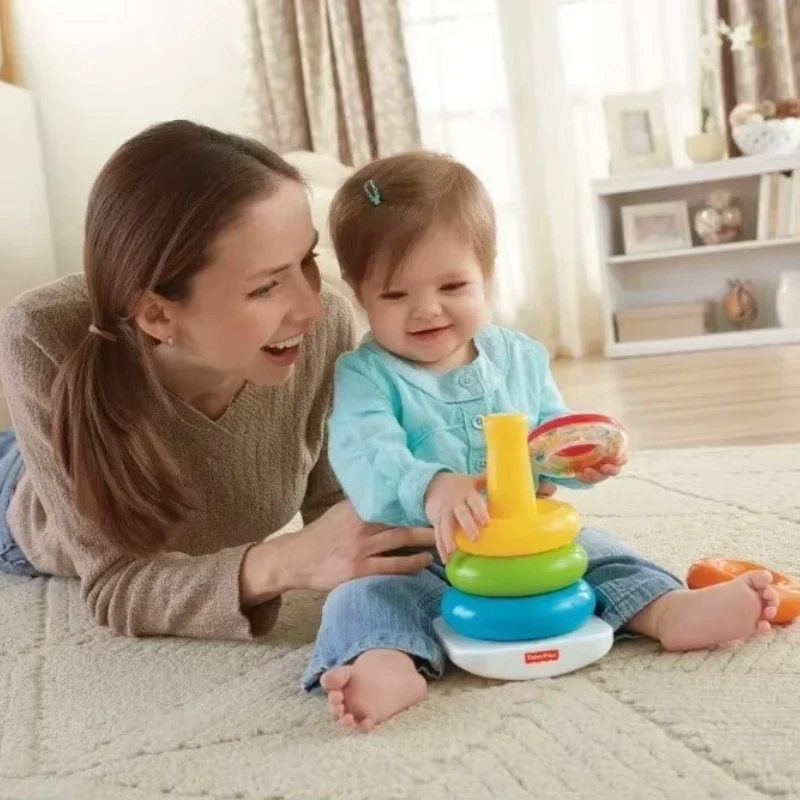 0-36 mesi impilabili nidificazione arcobaleno torre anello apprendimento brillanti nozioni di base rock-a-stack sonaglio giocattolo educativo per bambini