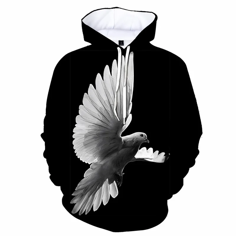 3D Print Birds Pigeon Hoodies For Men Animal Graphics Oversized Hoodie 2023 New Pullover Breathable Long Sleeve Coat Sweatshirt