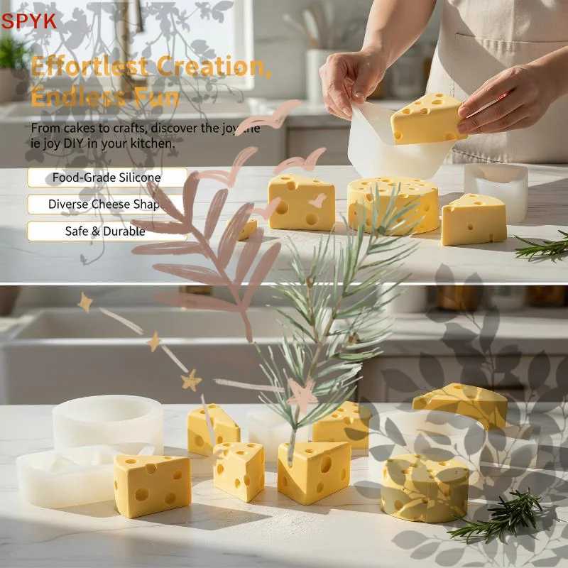 Cute Cheese Silicone Mold Non-Stick Fondant Cake Tray: Chocolate Ice Cube Soap Making Food Grade DIY
