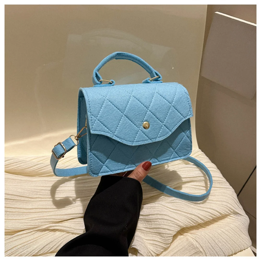 Vintage Fashion Small Square Felt Bag Women Subaxillary Texture Shoulder Crossbody Bags Female Shopping Underarm Handbag Totes