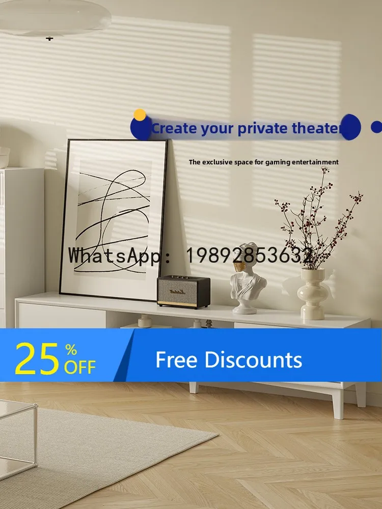 

LYY Shimmer TV Cabinet Cream Style Simple Light Luxury Modern Storage Integrated Solid Wood TV Cabinet for Living Room Home Use