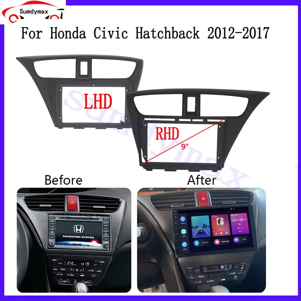 9 inch Car radio Fascias Panel For Honda Civic Hatchback 2012 Audio Dash Fit Panel Dash Kit Frame