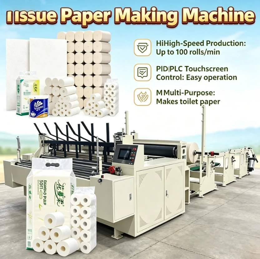 Customized Automatic Roll Toilet Paper Machine Fast Industrial Tissue Rewinder With Easy Panel OperationToilet Paper Production