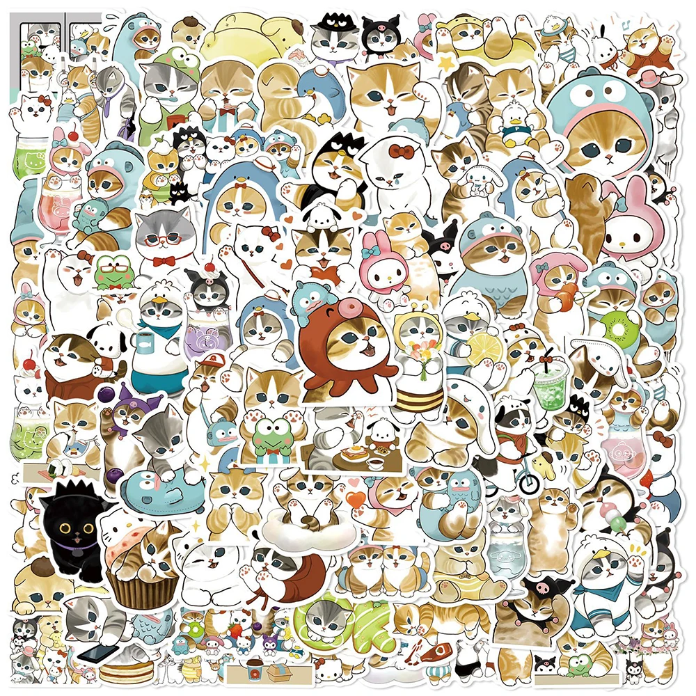 

50/100pcs Cute Cat Cartoon Stickers Kid DIY Decals Toys Graffiti Scrapbook Phone Luggage Guitar Kawaii Animal Waterproof Sticker