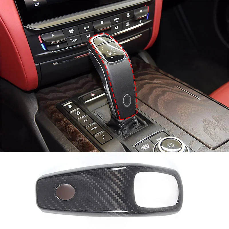 For 2019-2023 Maserati Ghibli Levante Quattroporte Real Carbon Fiber Car Gear Head Front Cover Sticker Car Interior Accessories