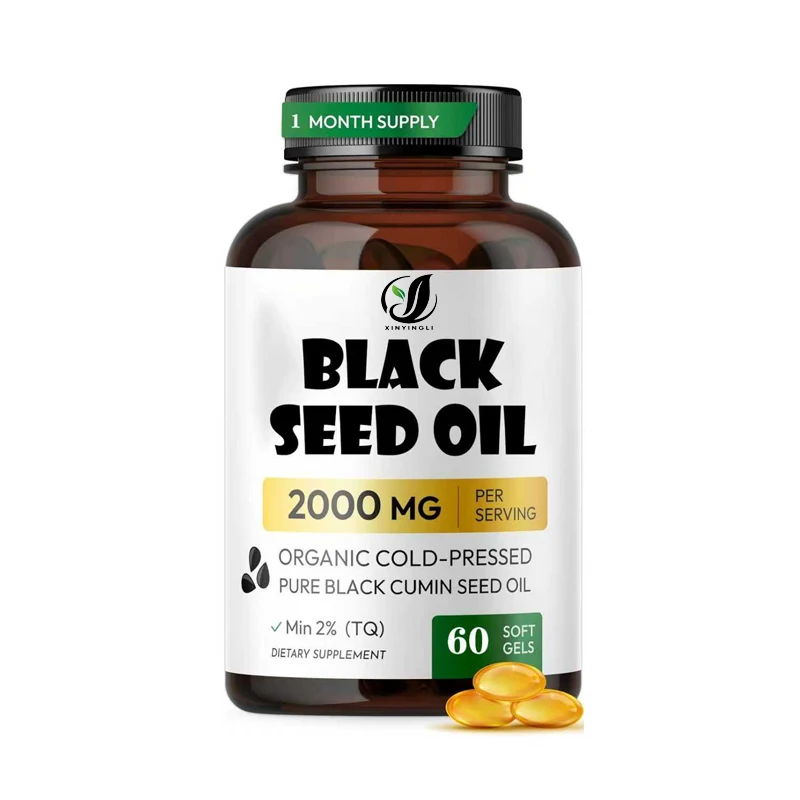 Black Seed Oil Capsules - Organic Cold Pressed Black Cumin Oil, High TQ Nigella Sativa, 1000mg Per Capsule, 60 Capsules