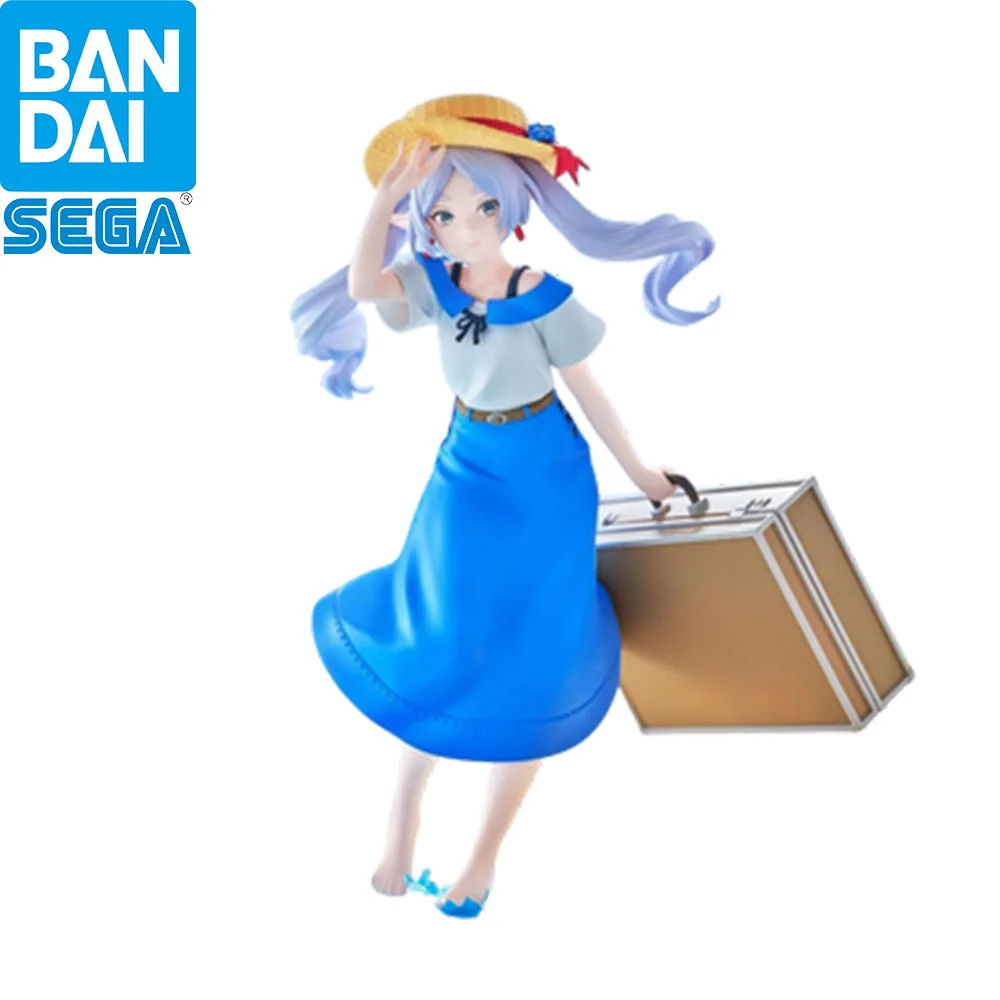 Original SEGA Luminasta Frieren Summer Dress Straw Hat Suitcase Beach Figure Anime Statue Desk Ornament Collectible Gift