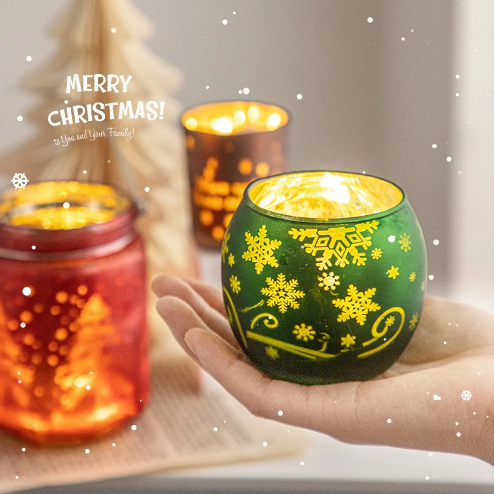 Candle Holder Starry Night Tea Light Holder Mercury Glass Votive Candle Cup Speckled Christmas Gold Red Wedding Party Decoration