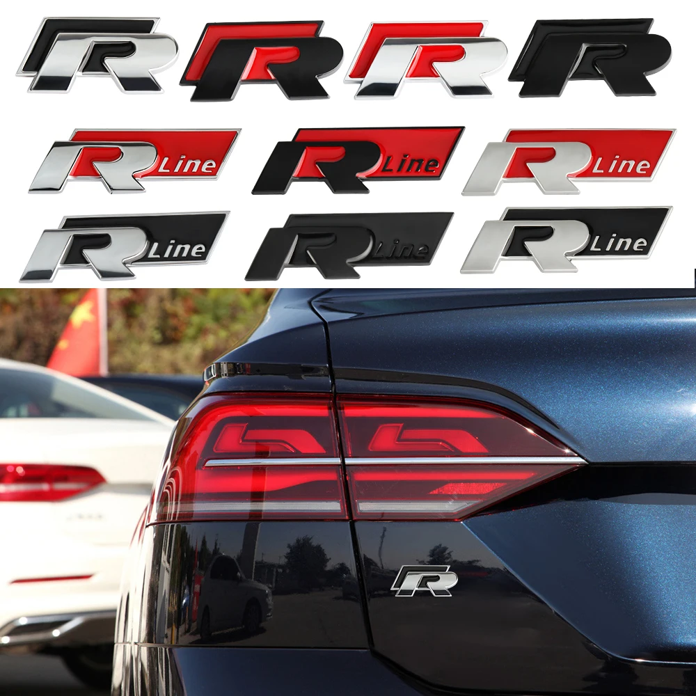 3D Metal R RLINE Emblem Car Body Tail Badge Decoration Sticker For Volkswagen VW Golf Polo Tiguan Passat B6 Jetta Scirocco T-ROC