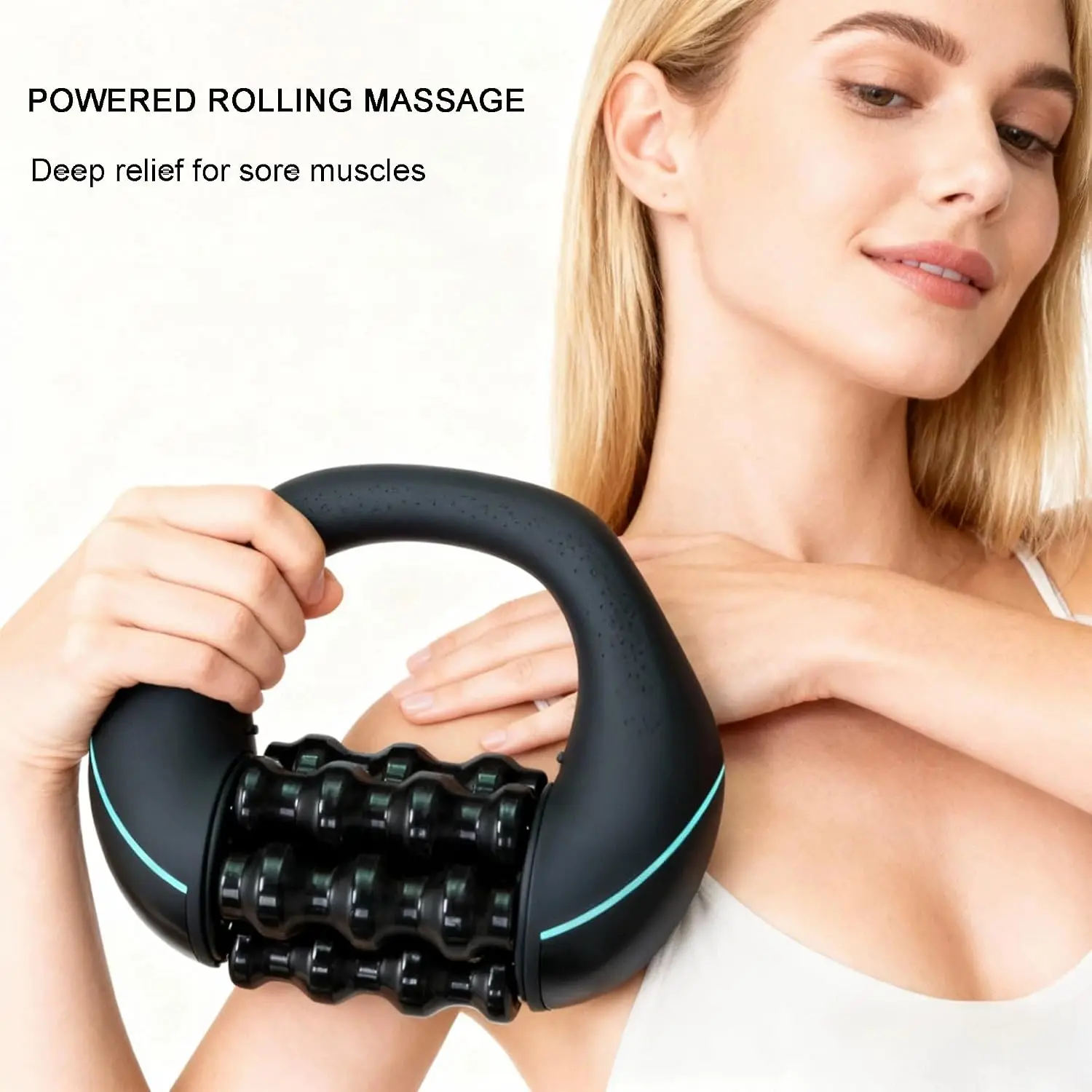 Portable Electric Handheld Percussion Roller Massager Rechargeable Impact Massage Device for Full Body Back Shoulder Leg