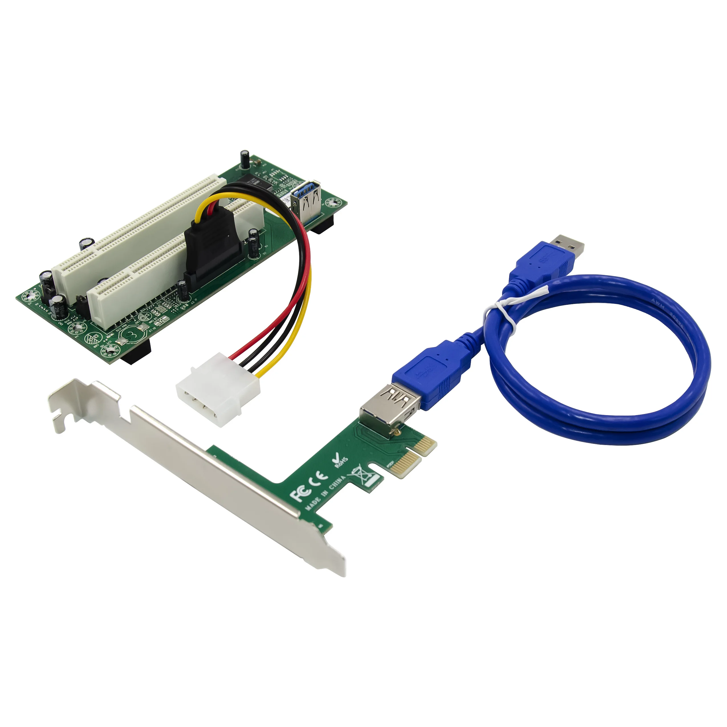 PCI Express X1 auf 2-PCI-Karte ASM1083 Konvertierungskarte PCI-E-Riser-Karte
