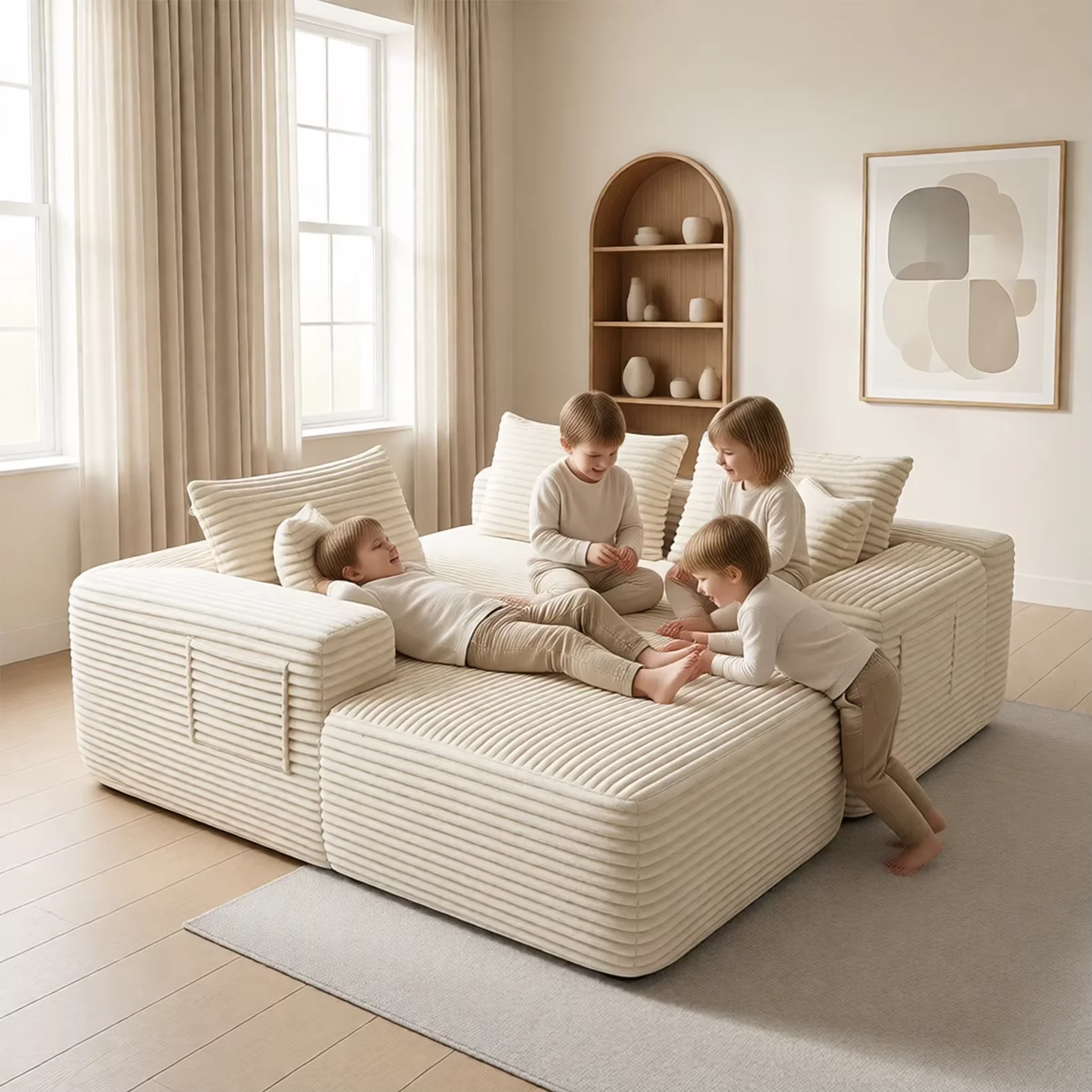 Portable L Shape Modular Sectional Couch Spacious Comfortable 2 Seater Sofa with Pillows for Living Room Modular L Shape Couch