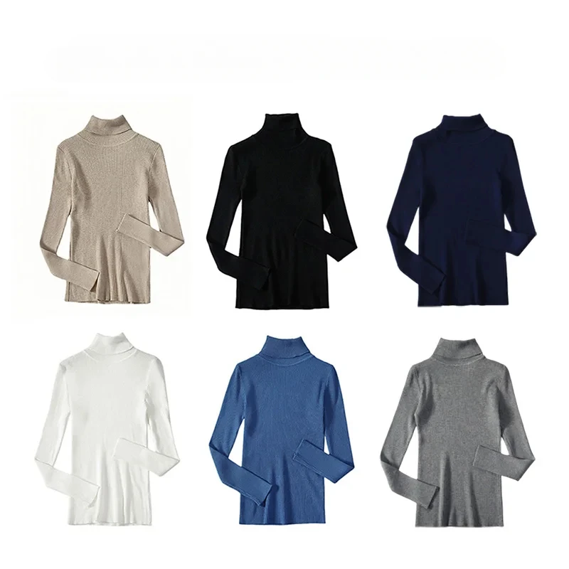 AOSSVIAO 2025 여성을위한 기본 모의 목 늑골이있는 스웨터 귀여운 섹시한 니트 가을 겨울 따뜻한 장착 패션 풀오버 스웨터