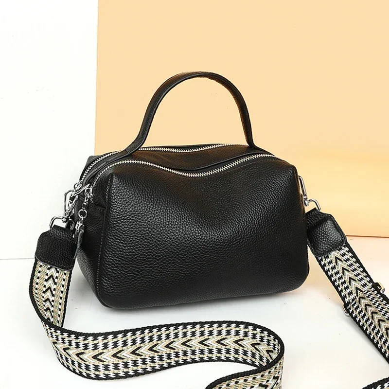 2024 Fashion Crossbody Bags Women\'s Genuine Leather Bag Simple High Quality Tote Bag Vintage Boston Handbag Female Shoulder Bags