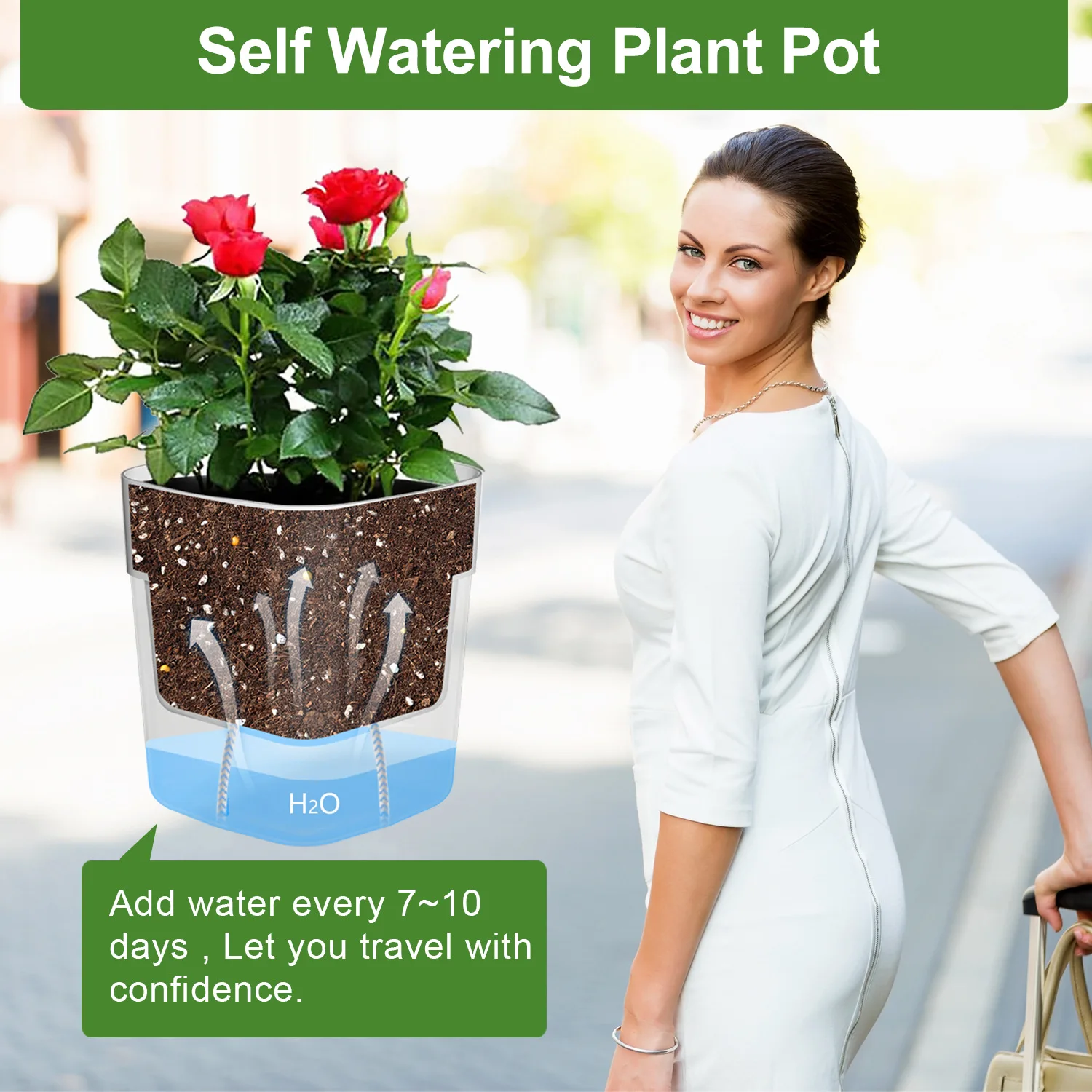 Neue Selbst Bewässerung Blumentopf Magnetische Kunststoff Selbst-saugfähigen Baumwolle Seil Blumentopf Für Doppel-deck Faul Blumentopf garten Liefert – Detail 14