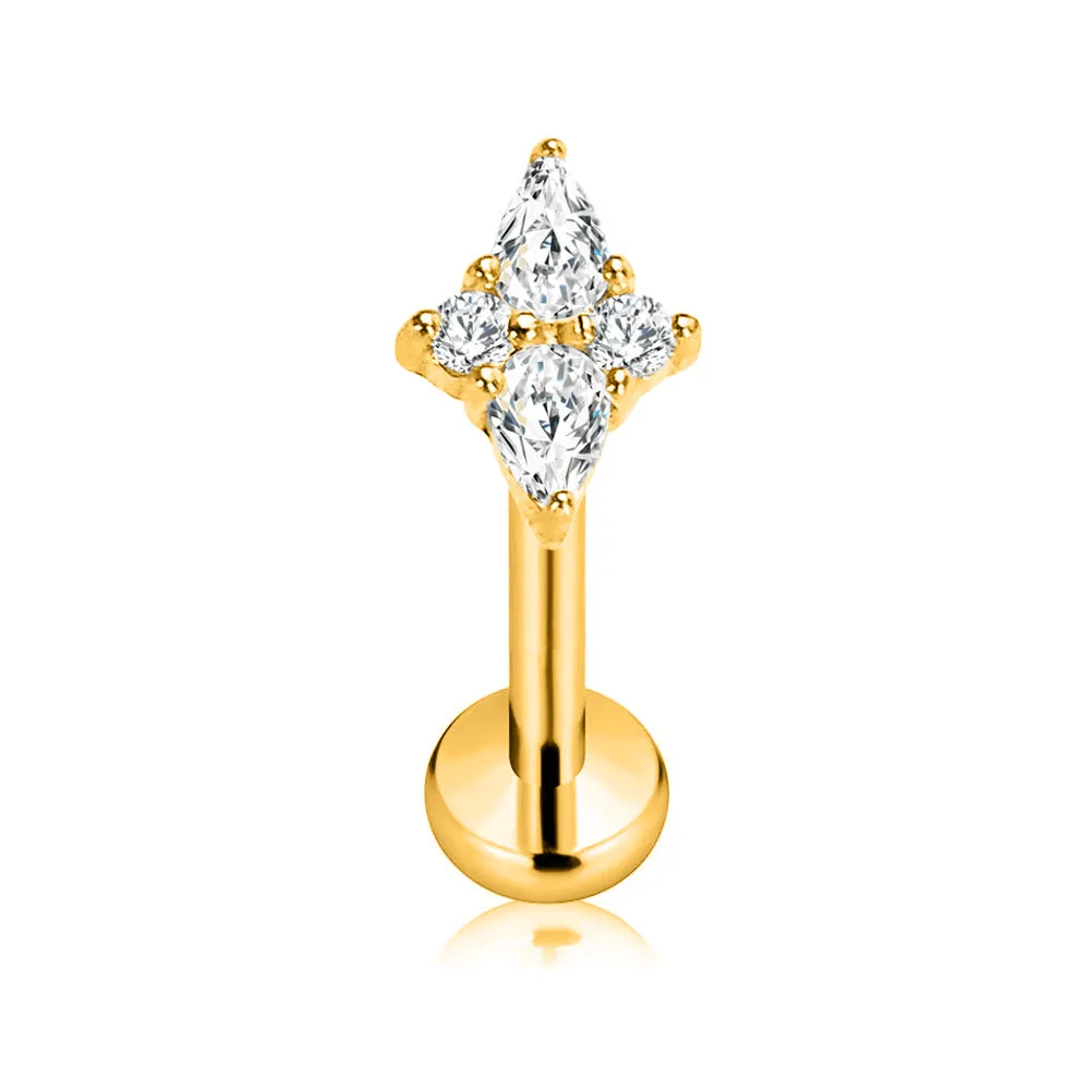 G23 Titanium Star Teardrop Threadless Piercing Earring Pin