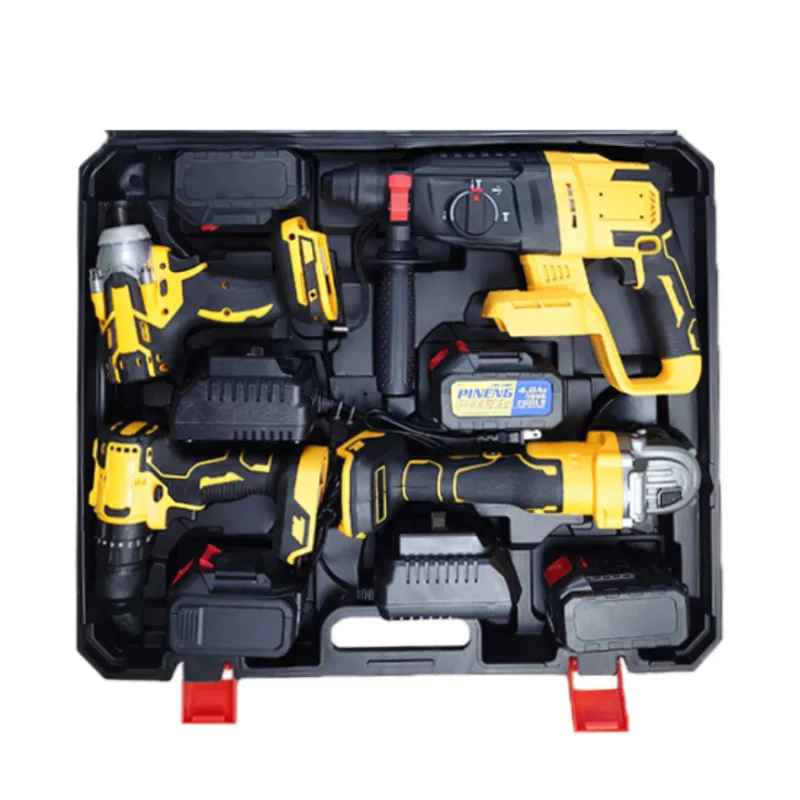 Power drill set of China factory, portable brushless cordless drill, lithium battery power tool kit