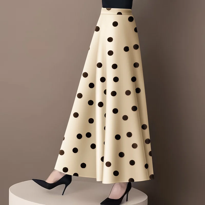 Spring and Autumn Vintage Halfskirt Female Versatile Over-the-Knee Slimming Mid-Length Skirt Women Large Swing Skirts