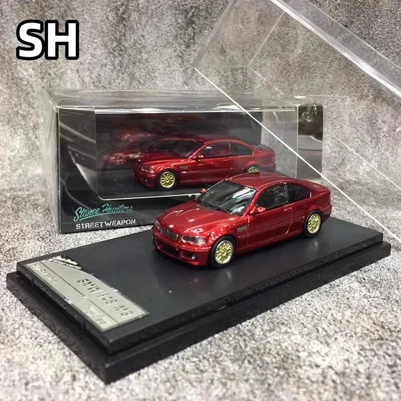 1:64 BMW BMW E46 M3 สีแดงจําลองแบบคงที่จอแสดงผลรถ,คอลเลกชันผู้ใหญ่ตกแต่งตกแต่งห้องเด็กของขวัญ