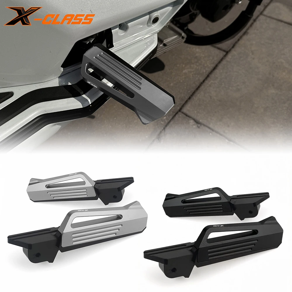 For Lambretta X300 2023 2024 2025 Scooter CNC Aluminum Passenger Footpegs Foldable Footrests Rear Foot Pedals Titanium Black