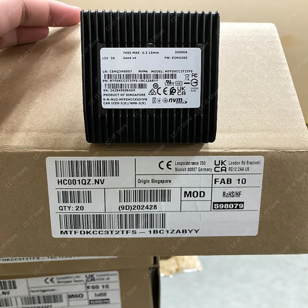 3.2TB U.3 15mm Gen4 x4 NVMe Enterprise SSD MTFDKCC3T2TFS-1BC1ZABYY Solid State Drive For Server Storage