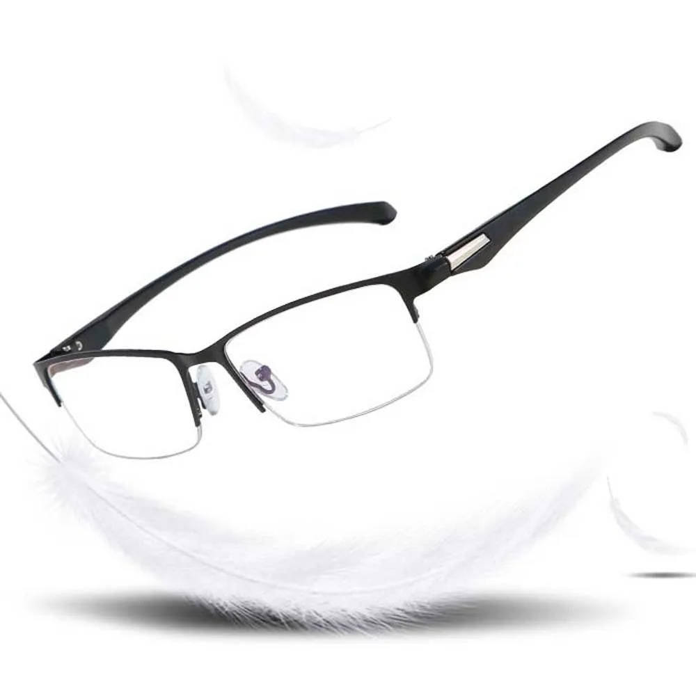 نظارات شفافة مضادة للأشعة الزرقاء مصنوعة من البلاستيك بنصف إطار نظارات عمل مقاومة للماء إكسسوار أزياء للرجال مصنوع من خليط معدني Sunies Boss #3