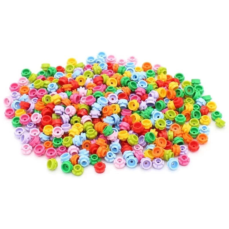 

300 шт. круглые 1x1 с цветком MOC, строительные блоки, совместимый комплект 24866, тарелка, 5 лепестков, частицы кирпича, развивающие игрушки, подарок для ребенка