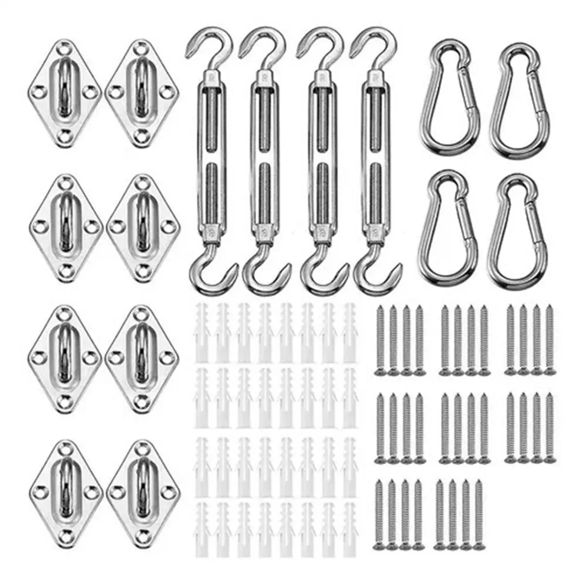 【2026 TOP Global】▼△◑Awning Attachment Set, Heavy Duty Sun Shade Sail Stainless Steel Hardware Kit for Garden Triangle and Square