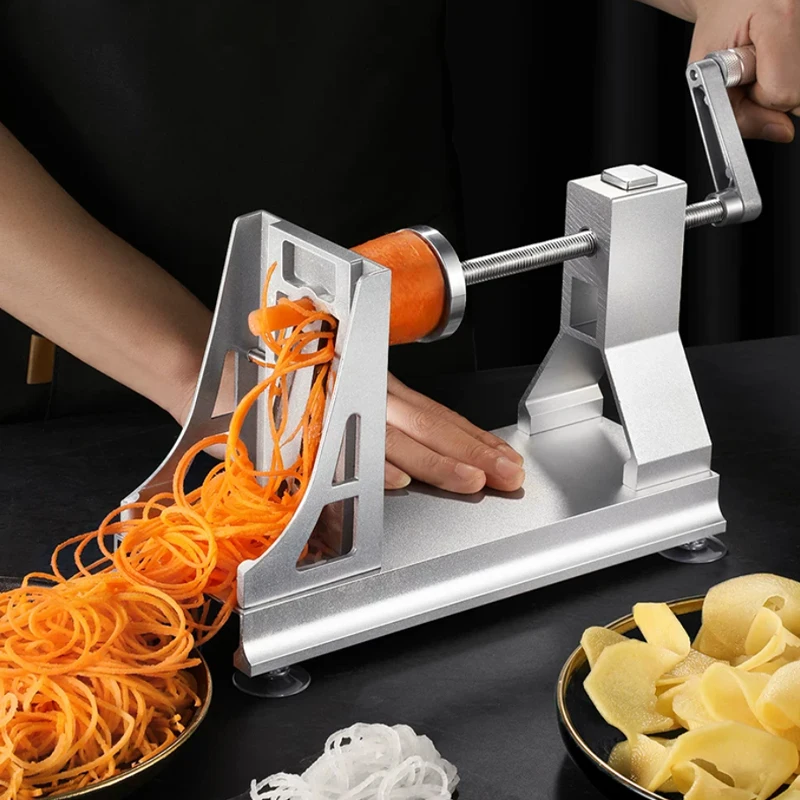 For Metal Vegetable Spiralizer 3 Blades Potato Slicer Noodles and Curly Chips Maker Cabbage Carrot Grater Kitchen Accessories