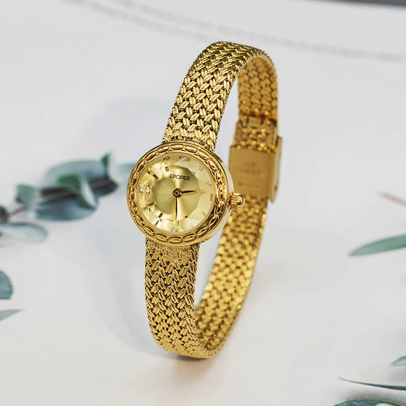 ساعة أذن قمح على الطراز القديم، ذات قيمة عالية، أنيقة وصغيرة، ساعة كوارتز فاخرة راقية للنساء، إكسسوارات نسائية.