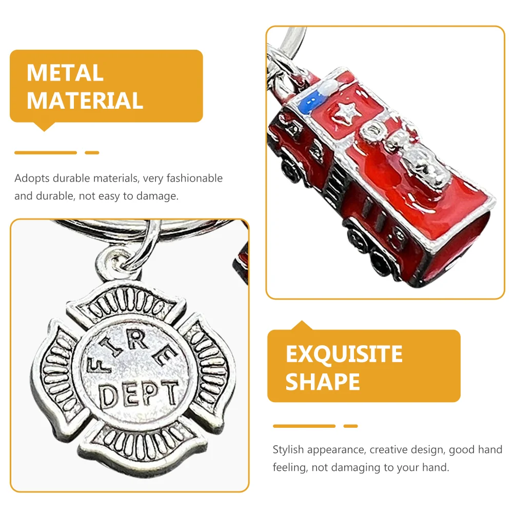 Fire Truck Keychain Engine Delicate Decor Fighter Accessory Men Decorative Pendant Badge Bag Hanging Toy