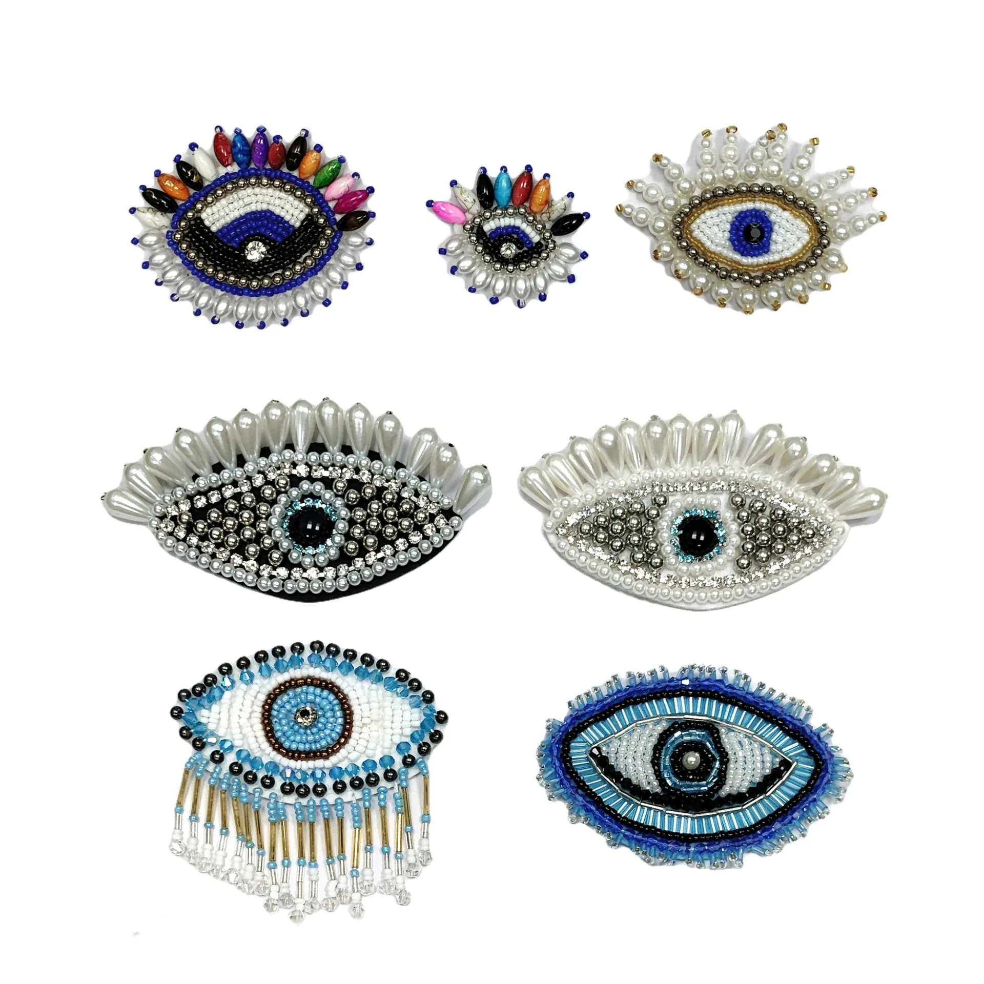 Hand Beaded Eyes Patch Nail Drill Rice Beaded 3D DIY Shoes And Hats Jewelry Applique Clothing Accessories