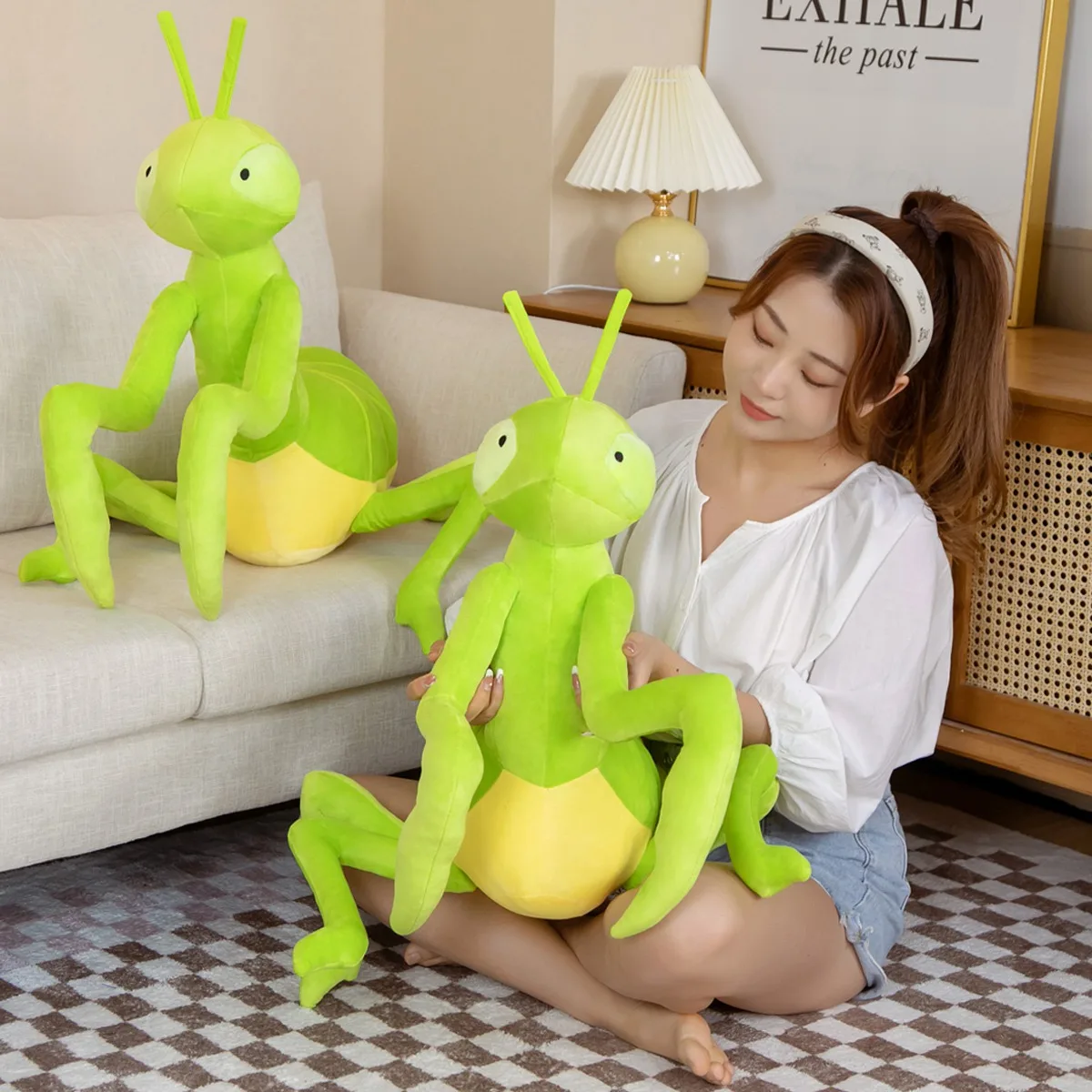 70CM Simulation Praying Mantis Plushie Toy Kawaii Insect Mantis Dolls Stuffed Soft Real Life Animal Pillow Creative Gift