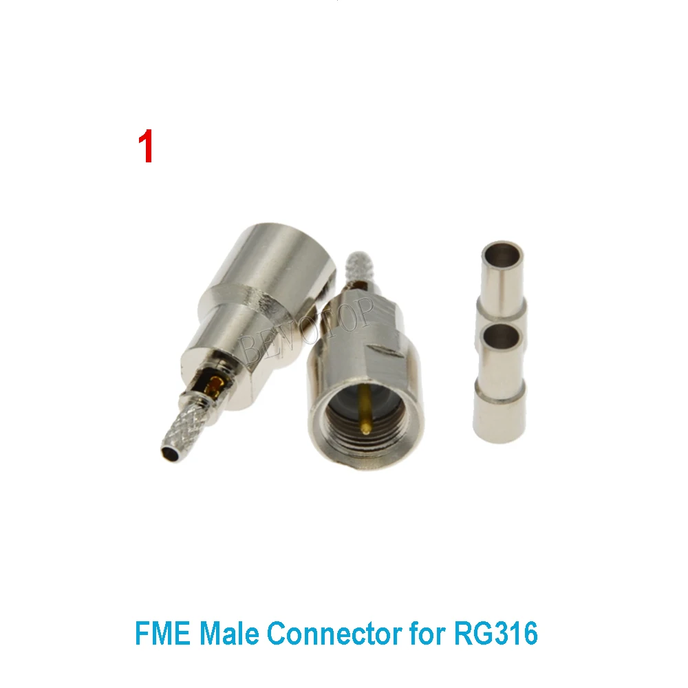 5PCS FME Male Plug Female Jack crimp for RG316 RG174 RG58 RG142 RG400 LMR195 RF Coaxial connector Wire Terminals