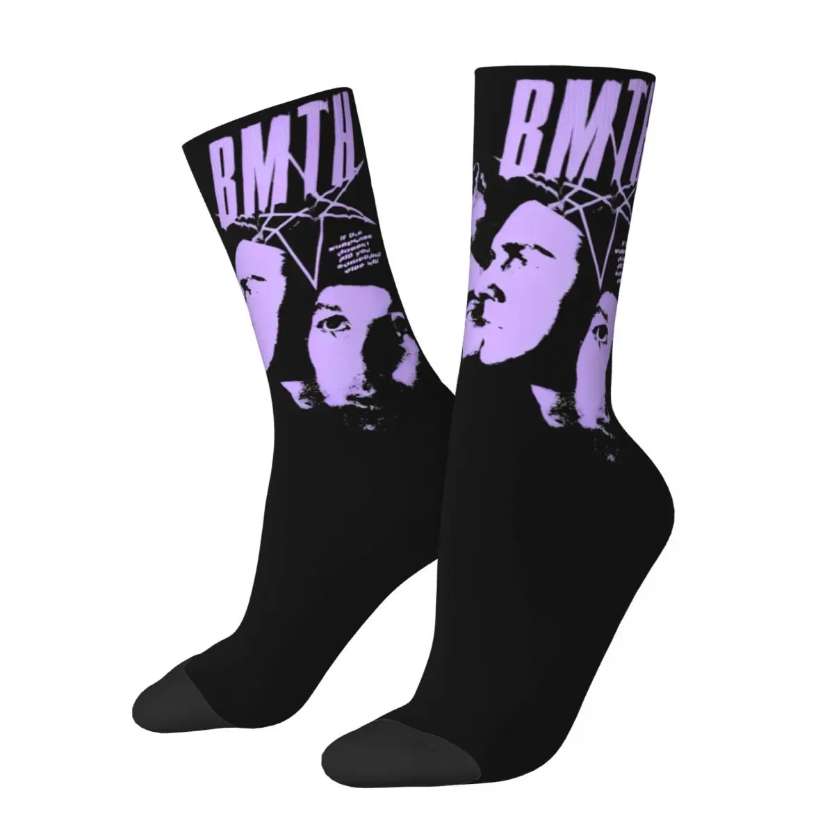 BMTH-calcetines de música de Rock para hombre, medias flexibles con estampado gráfico de Deathcore Pop Rock, suaves, los mejores regalos