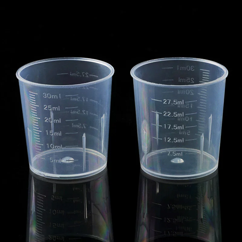 20Pcs 30ml Plastic Graduated Measuring Cup Liquid Container Epoxy Resin Silicone Making Tool Transparent Mixing Cup DIY Tool