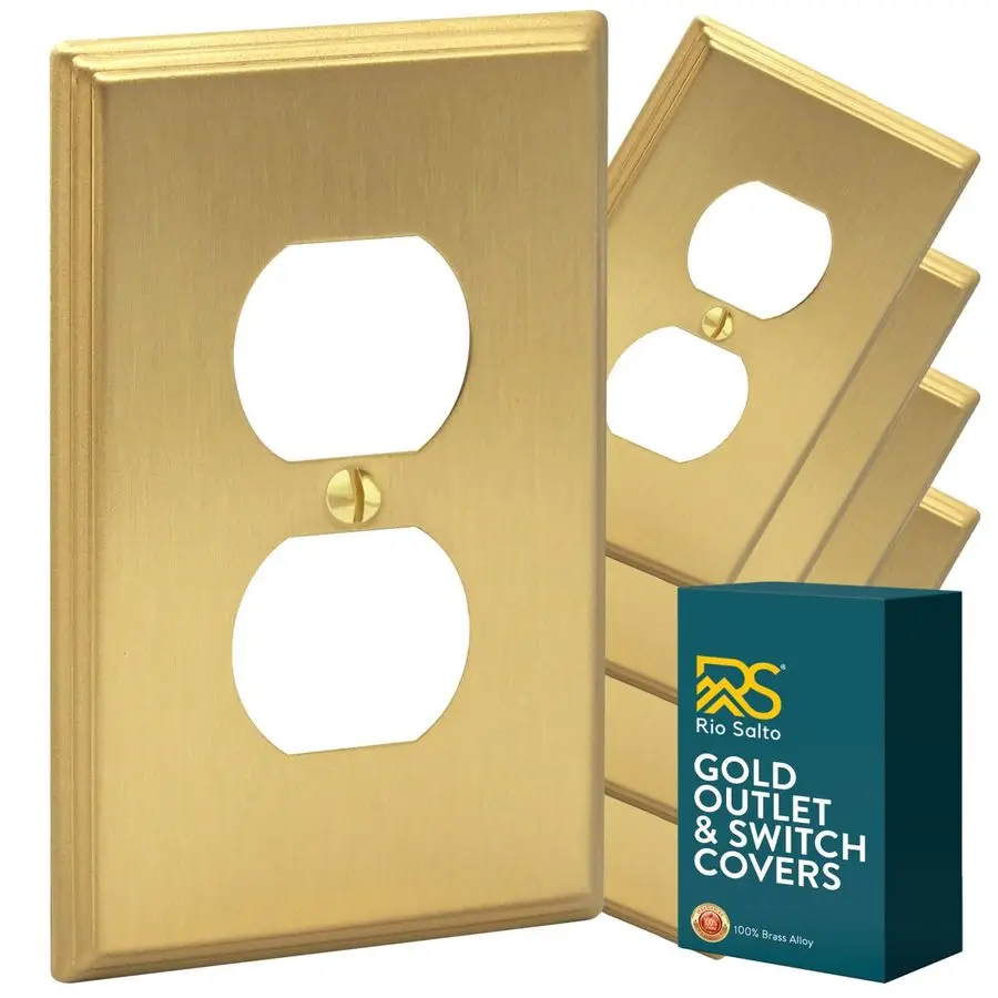 

Металлическая золотая накладка для розетки и выключателя BRASS Deco Collection, средний размер, 1-клавишная, в стиле арт-деко