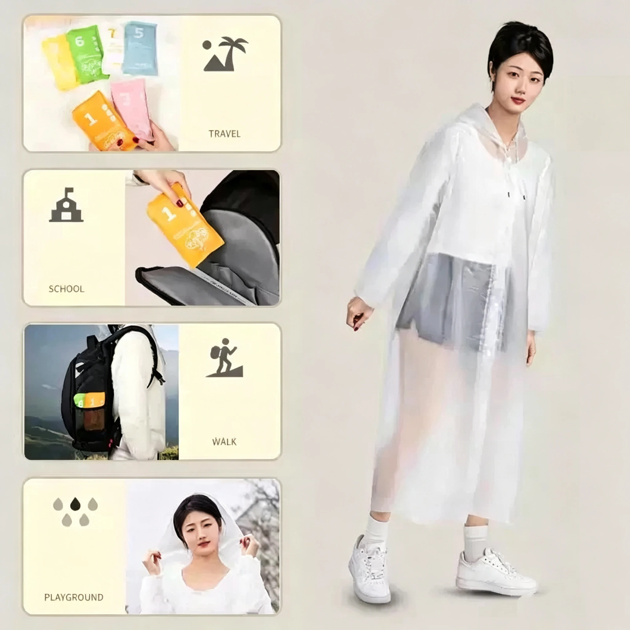 Disposable Card Raincoat Portable Compressed Emergency Rain Poncho Waterproof Hooded Raincoat For Travel Hiking Camping Outdoor view 5