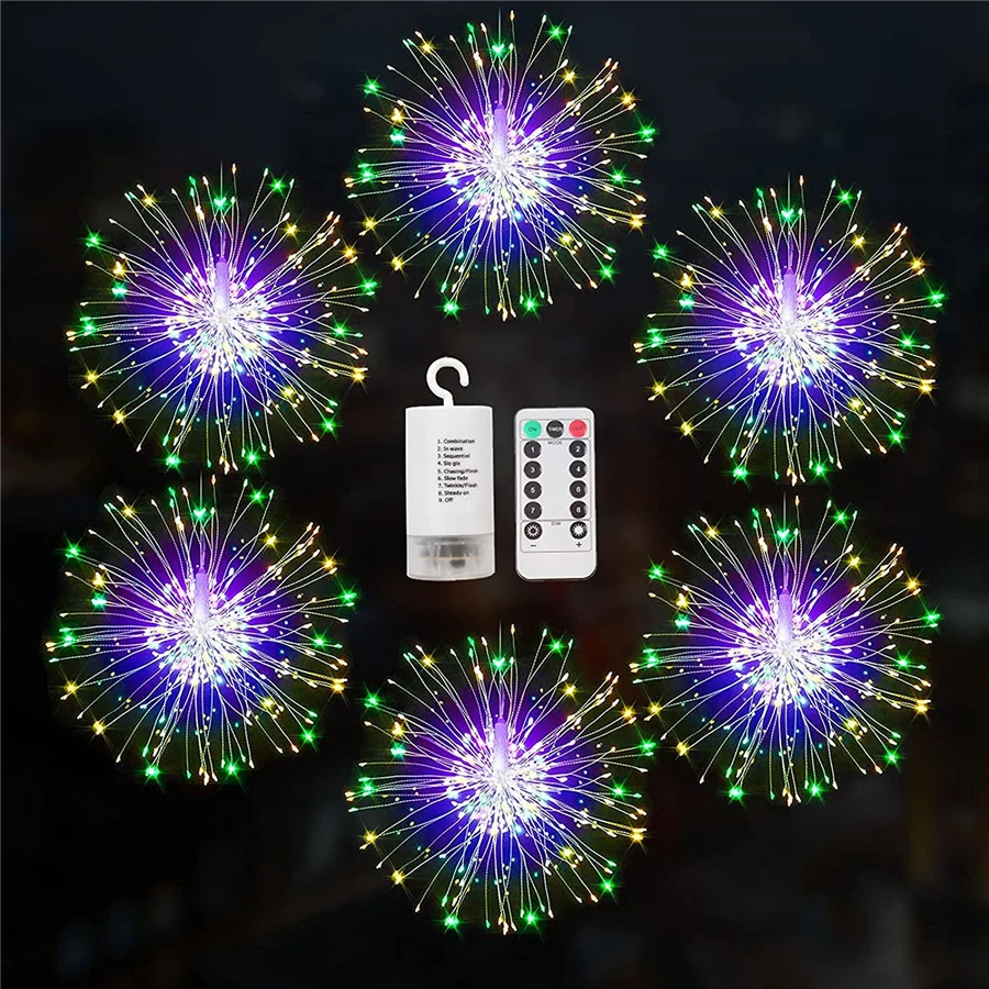 

New Year 200LEDs Fairy Firework String Lights Outdoor Starburst Christmas Garden Lights for Party Wedding Garland Decor