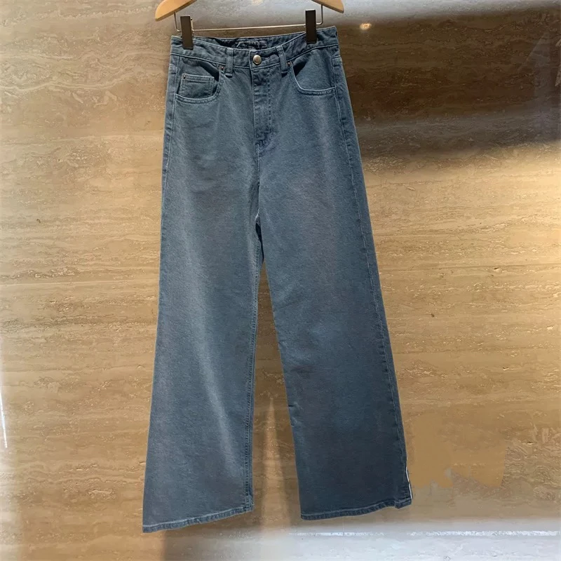 

Casual Commute High Waist Straight Leg Stretchy Jeans Versatile Slimming mid High Waist Straight Tube Jeans Spring 2025