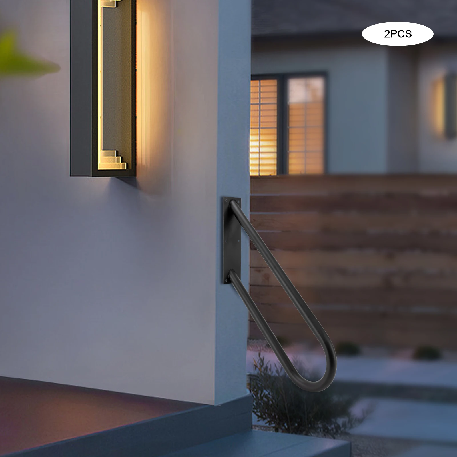 

Black Handrail for 1-3 Steps Iron 2 Pack U Shaped Safety Grab Bar for Stairs Wall Mounted Hand Railing for Gate Garage Bathroom