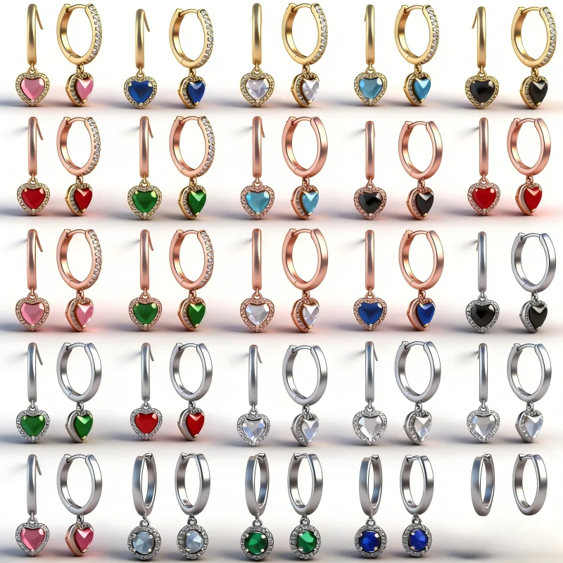 

Новые европейские серьги в форме сердца из серебра 925 пробы, красные, розовые, зеленые, подходят для женщин, изысканные очаровательные ювелирные украшения, подарки на праздники.