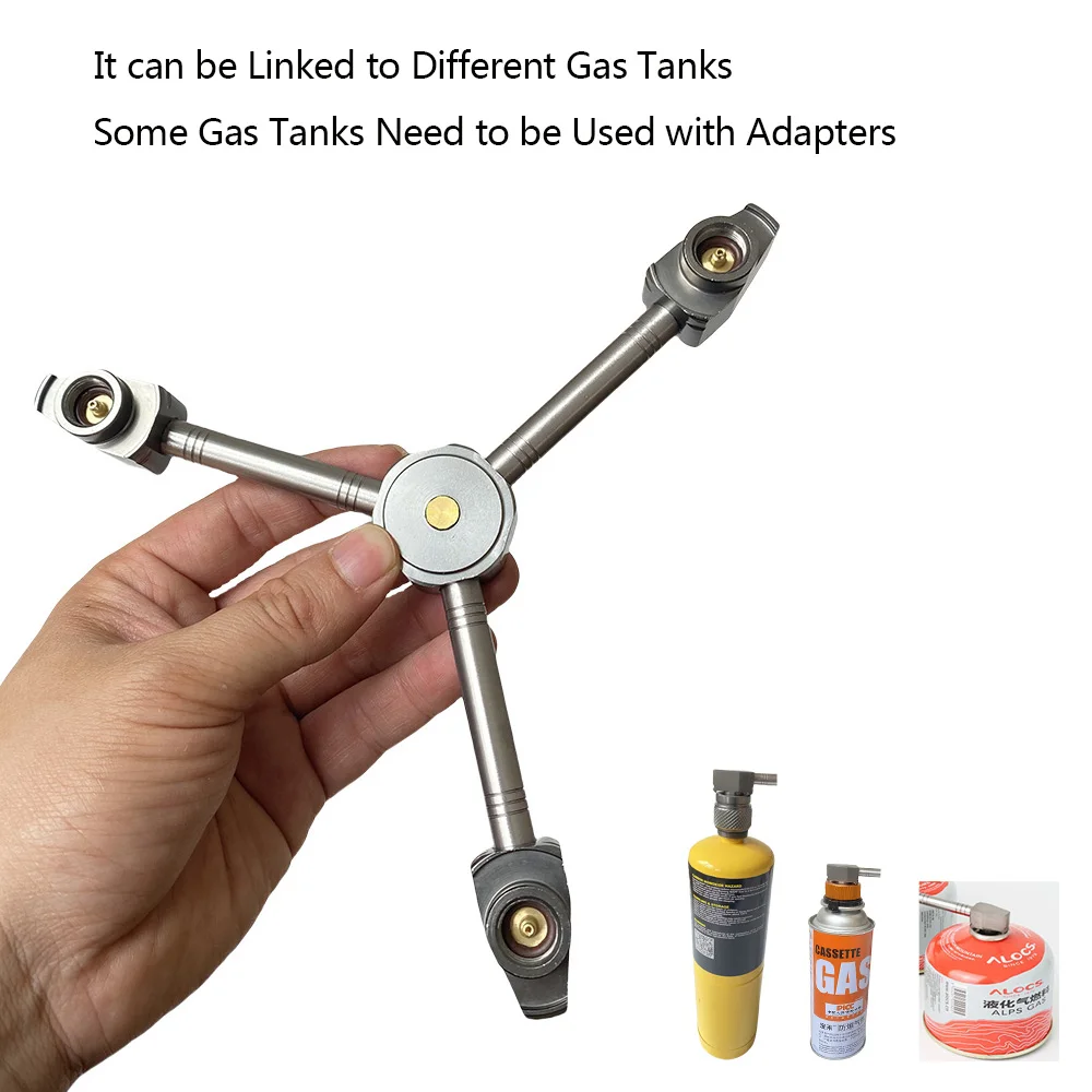 3 in 1 E-Three Outputs Gas Tank Conversion Head Gas Distributor Conversion HeadButane Adapter Extension Split Furnace Adapter