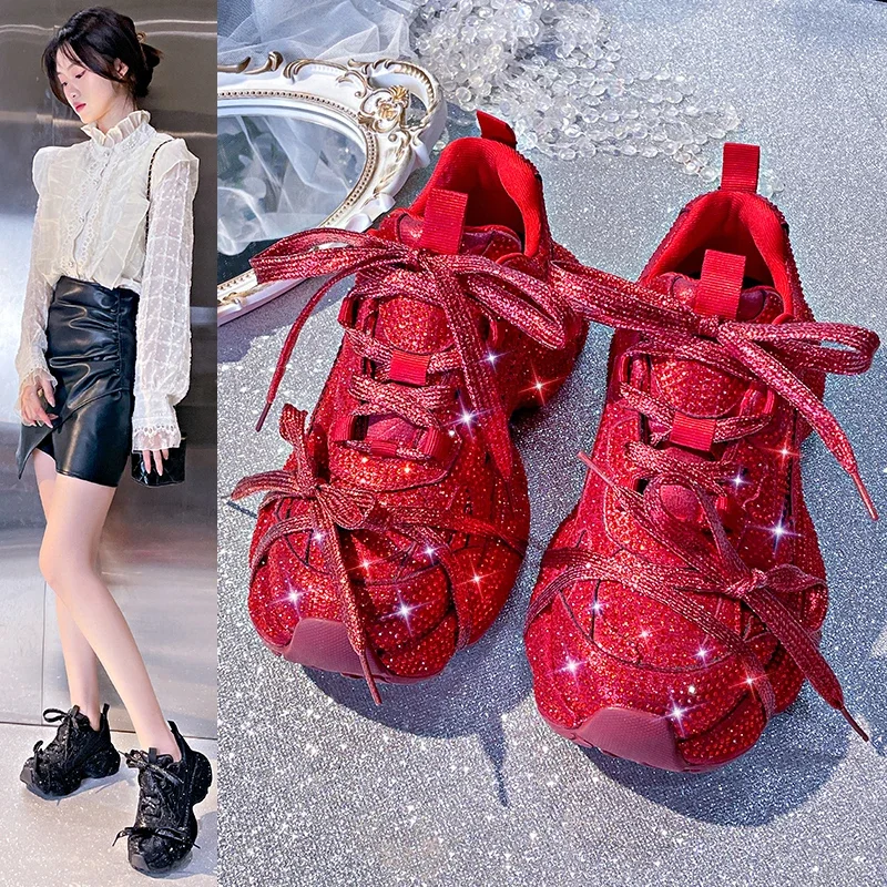 

High Appearance Level, High Quality Thick Bottom Rhinestones, Comfortable, Non-slip, Breathable and Wear-resistant Women's Shoes