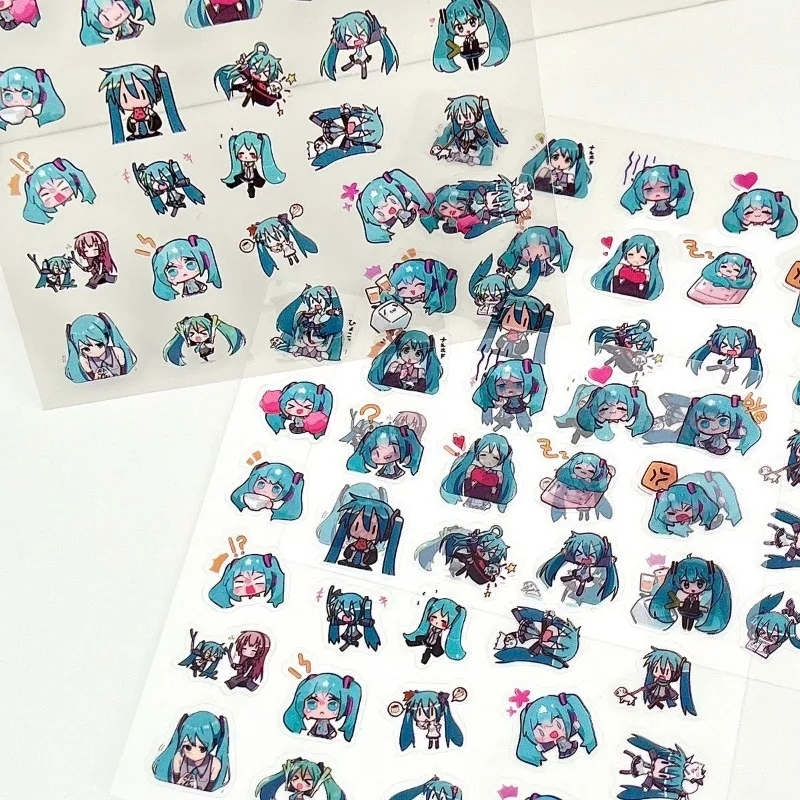 Hatsune Miku Transparent Sticker Cute Cartoon Animation Student Notebook Pen Holder Cup Mobile Phone Notebook Decorative Sticker