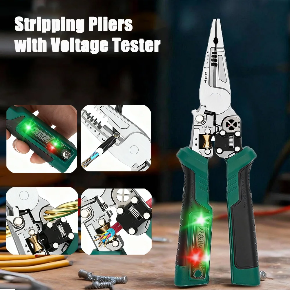 

1Pcs Wire Stripping Pliers Voltage Testing Cable Cutting Crimping Pliers Multifunctional Wire Stripper Electrician Pliers Tools